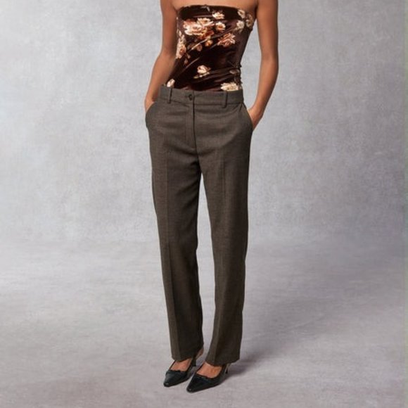 Rouje Pants - Rouje Paris Amale Straight Leg Pant in Brown Chevron Size 4